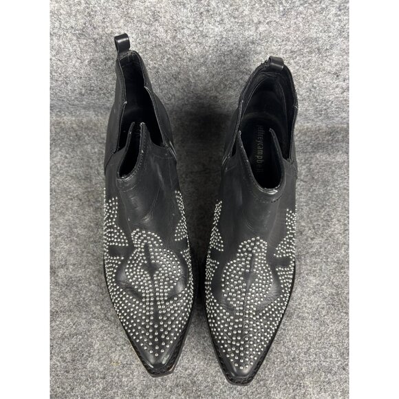 Jeffrey Campbell Boots Womens Size 9 Black Leather Studded Western Ankle Booties - Picture 3 of 11